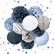 Wedding Party Decorations - 12PCS Dusty Blue Tissue Pom Poms Paper Lantern 50G Glitter Confetti Party Supplies for Romantic Wedding, Bridal Shower, Baby Shower, Birthday, Special Events